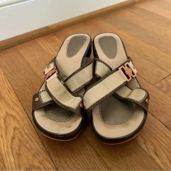 Cole Haan Nike AIR tan Brown Criss Cross Wedge Platform Sandals Women’s Size 8 - Picture 3 of 10